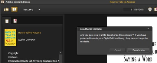 Deauthorize Adobe Digital Editions
